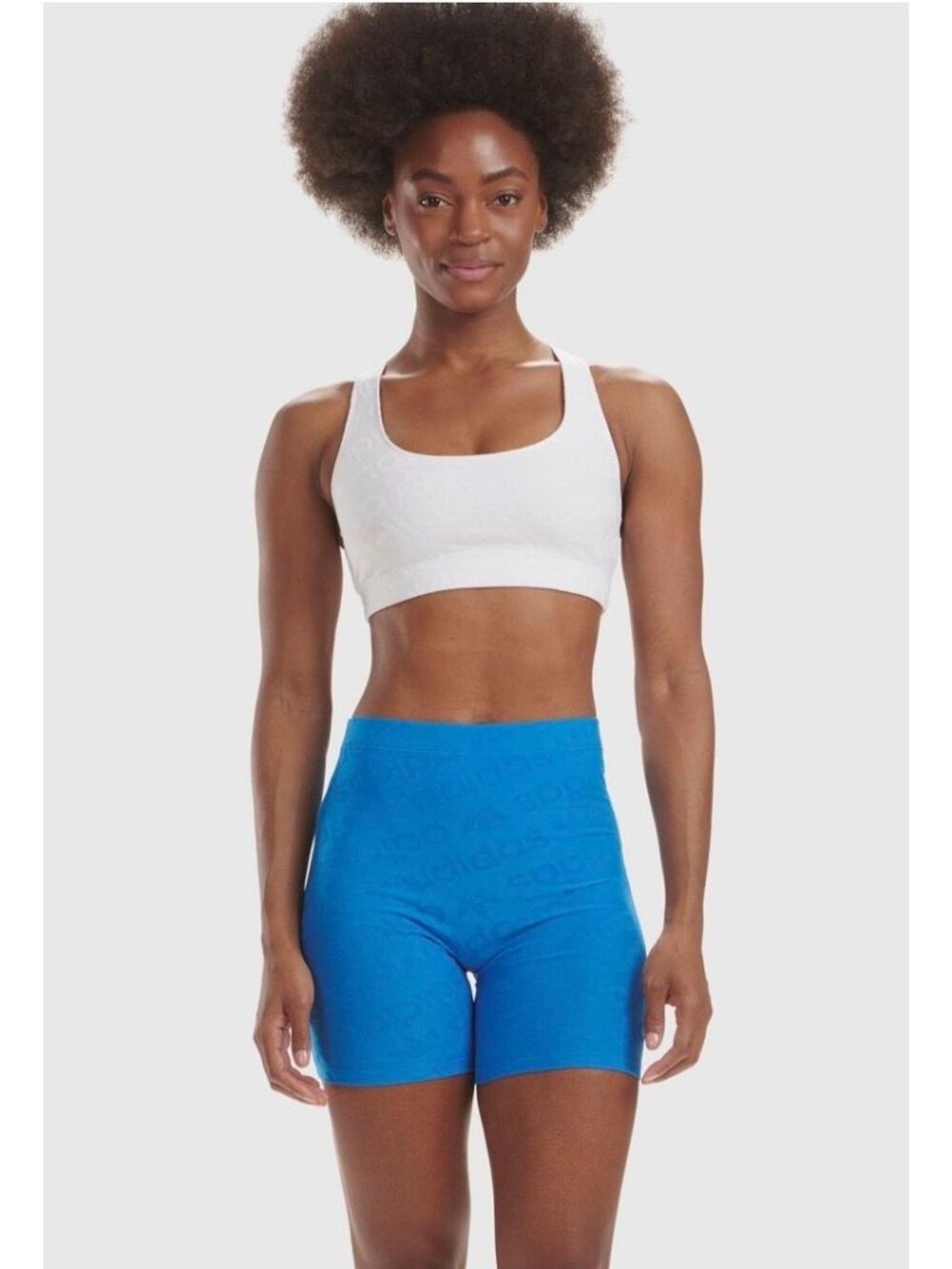 NWT Adidas Logo All Over Womens Bike Shorts Blue Size XXL $28 [jb]
